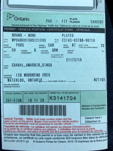 1987 Porsche 911 title